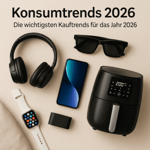 Konsumtrends 2026 mit modernen Technik-, Haushalts- und Lifestyle-Produkten