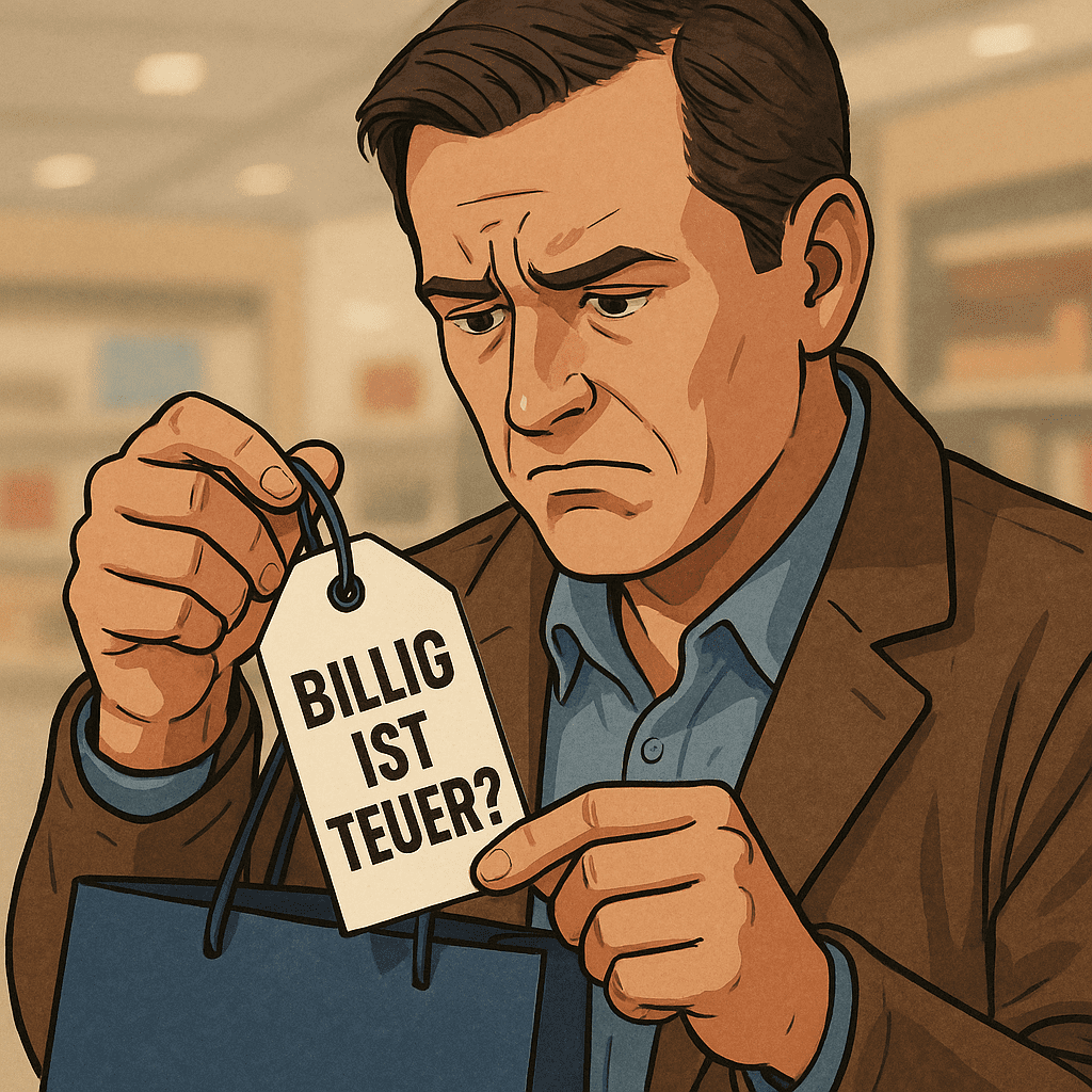 Hochwertige Produkte im Vergleich zu Billigware – Symbol für bewussten Konsum